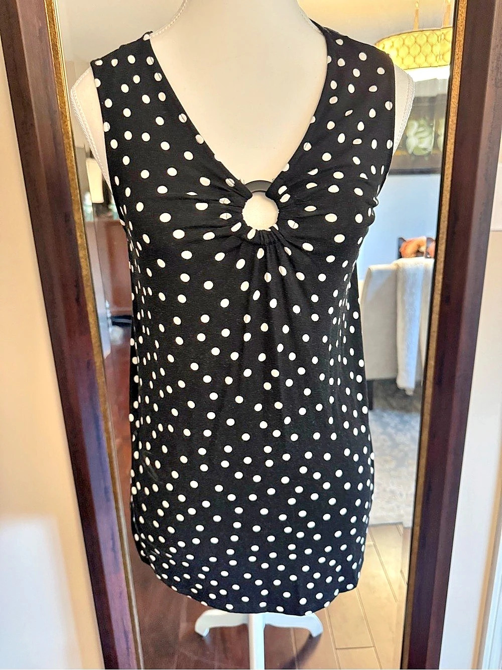 Lily Morgan Polka Dot Tank Top in Black & White Size Medium Like New